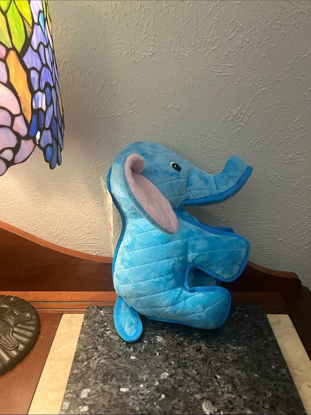 Blue Plush Elephant Dog Toy - Soft Squeaky Chew Toy